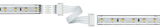 LED strip with white connector cable and plugs for flexible lighting setups