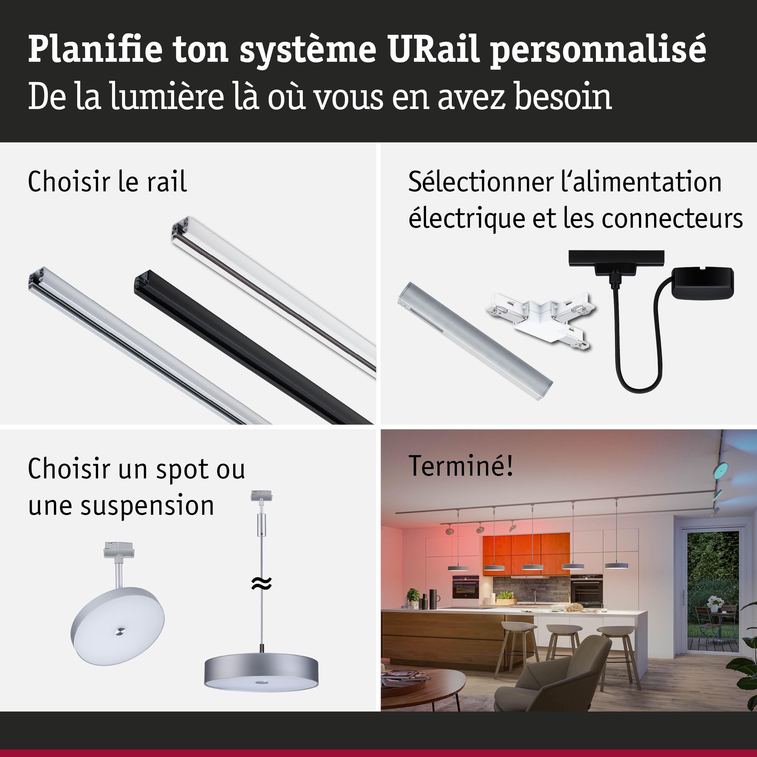 Guide étape par étape pour système URail avec rails en aluminium et éclairage LED dans cuisine moderne