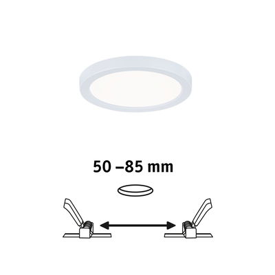 Round white LED panel made of plastic with 50-85 mm installation size for modern room lighting