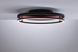 Plafonnier noir moderne avec anneau LED et effet miroir infini rouge pour un éclairage élégant