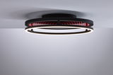 Plafonnier noir moderne avec anneau LED et effet miroir infini rouge pour un éclairage élégant