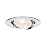 Round adjustable recessed spotlight in chrome with warm white LED light for modern room lighting