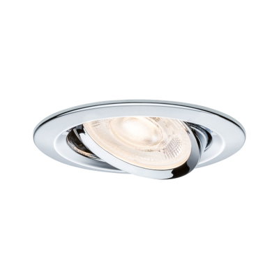 Round adjustable recessed spotlight in chrome with warm white LED light for modern room lighting