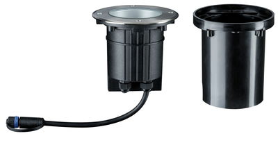 Black recessed outdoor light with glass cover and cable connection for garden lighting use