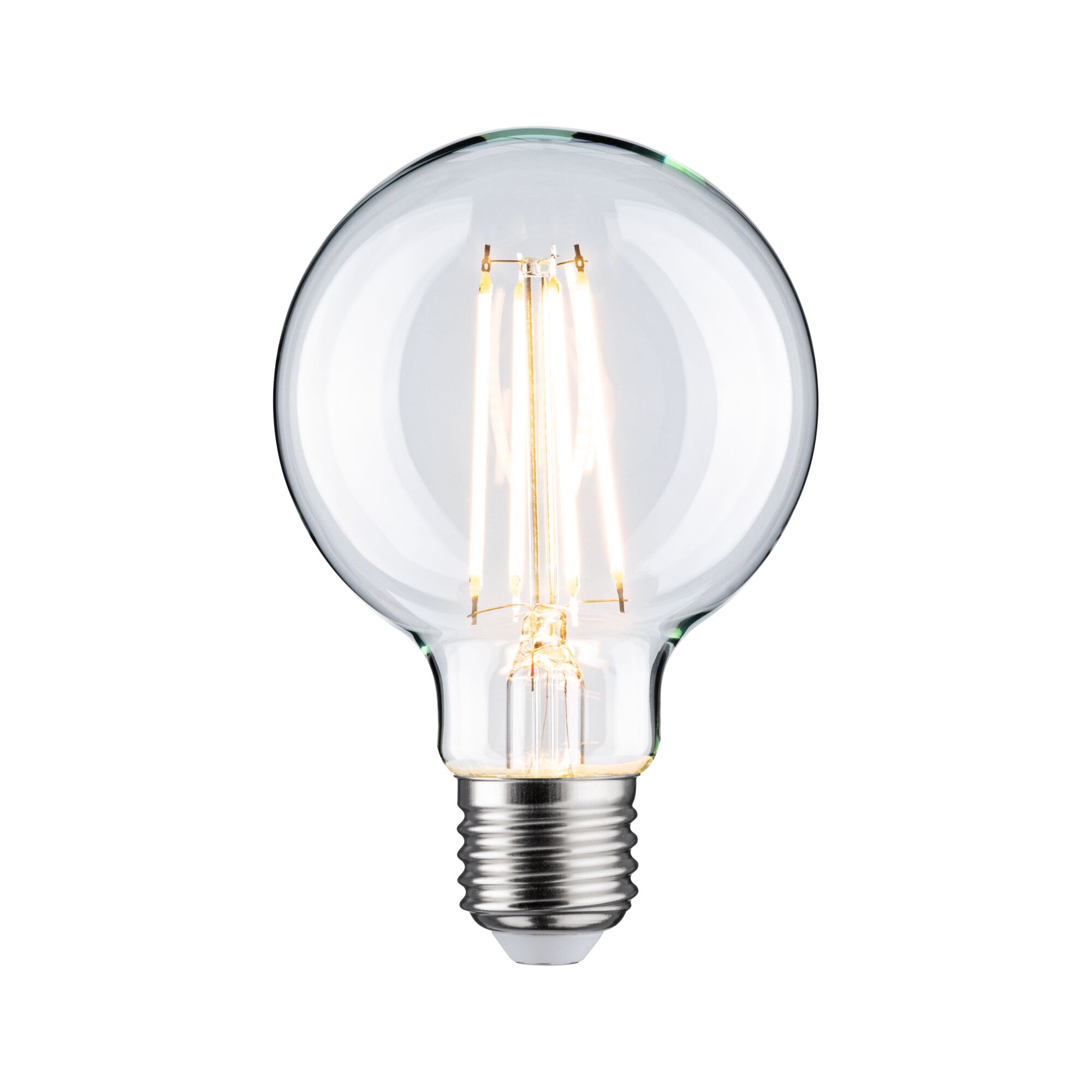 Klassische LED-Glühbirne mit transparentem Glas und E27-Fassung für energiesparende Beleuchtung