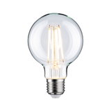 Klassische LED-Glühbirne mit transparentem Glas und E27-Fassung für energiesparende Beleuchtung