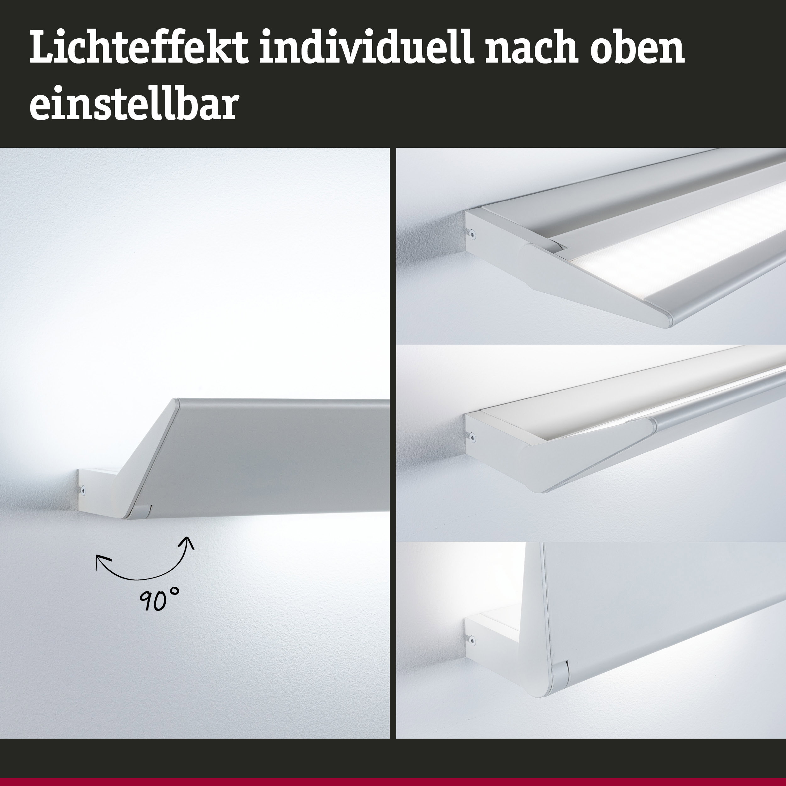 Weißer LED-Wandstrahler aus Metall mit individuell einstellbarem Lichtwinkel bis 90 Grad