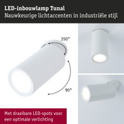 Witte LED-inbouwlamp Tunal met draaibare spots voor nauwkeurige lichtaccenten in industriële stijl