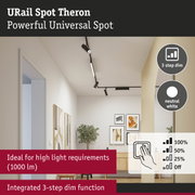 Black URail Spot Theron LED track light with 3-step dim function and neutral white light