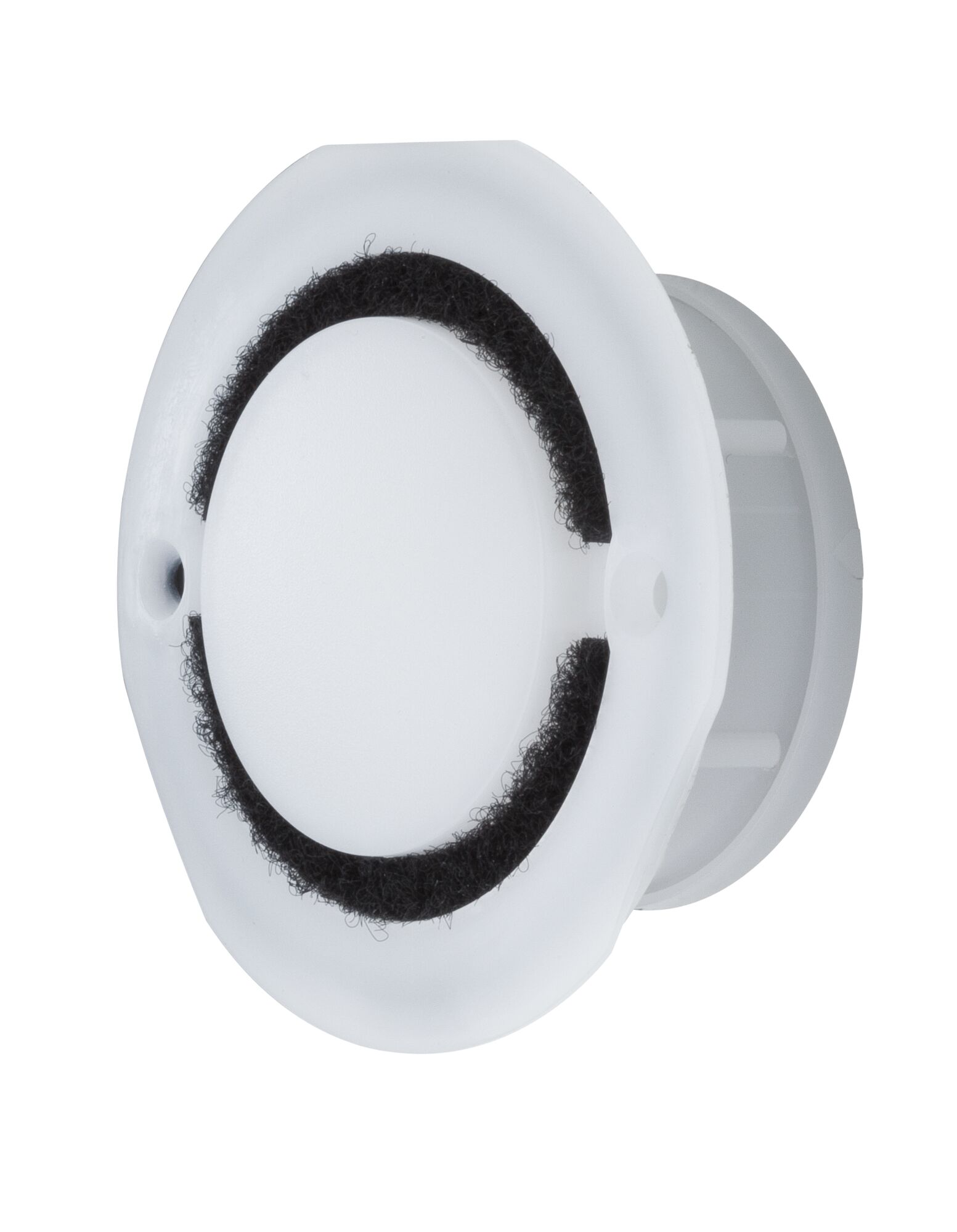 White plastic recessed ring with black felt ring, suitable for LED lights and lamp installation