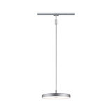 Runde LED-Pendelleuchte in Aluminium silber mit weißem Diffusor für moderne Innenbeleuchtung