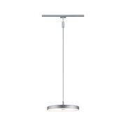 Round silver aluminum LED pendant light with white diffuser for modern indoor lighting