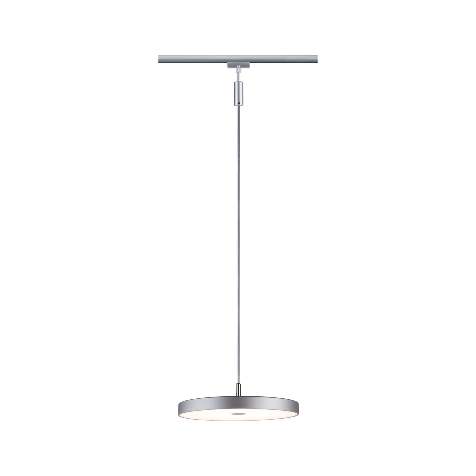 Round silver aluminum LED pendant light with white diffuser for modern indoor lighting