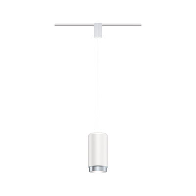 Suspension LED moderne blanche en métal au design cylindrique pour un éclairage intérieur élégant