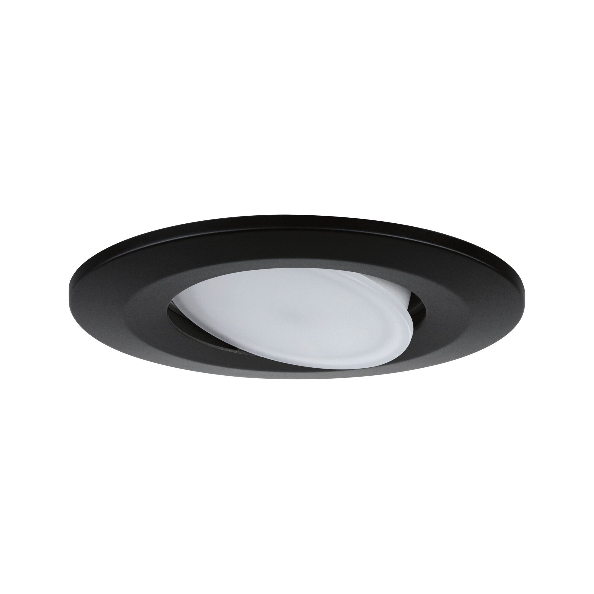 Black recessed spotlight with white adjustable LED light for flexible ceiling illumination