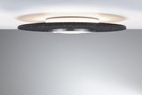 Modern ceiling light with black felt ring and aluminum in minimalist design for living spaces.