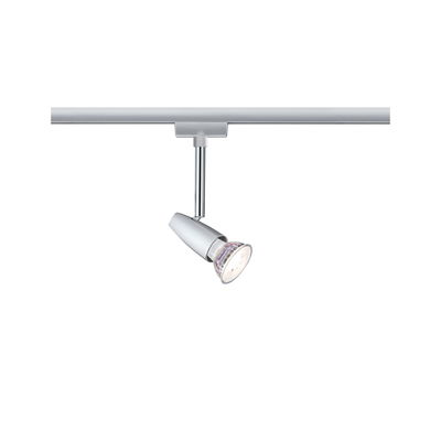 Spot LED moderne en métal argenté sur rail pour un éclairage d’intérieur flexible