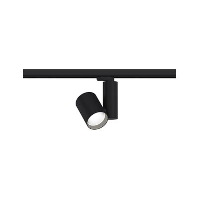 Black metal LED spotlight on track system for flexible indoor lighting solutions