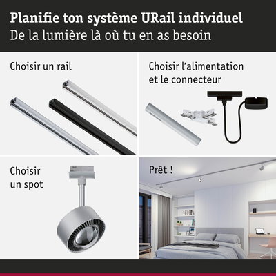 Guide pour système URail en aluminium avec spots LED pour éclairage modulable dans la maison