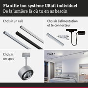 Système de rail modulaire URail en aluminium noir et blanc pour éclairage LED flexible