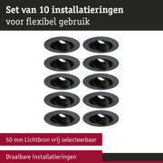 Set van 10 zwarte metalen inbouwframes met draaibare fittingen voor flexibele LED-verlichting
