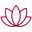 Rotes Lotusblüten-Symbol auf weißem Hintergrund für Wohlfühl-Arbeitsplatz und Alltagsfreude