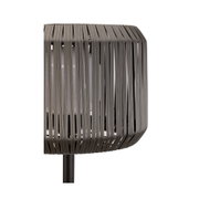 Modern lampshade made of grey plastic strips with visible bulb for stylish indoor lighting