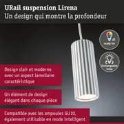 Suspension URail Lirena blanche moderne avec design lamellaire et compatible ampoules GU10