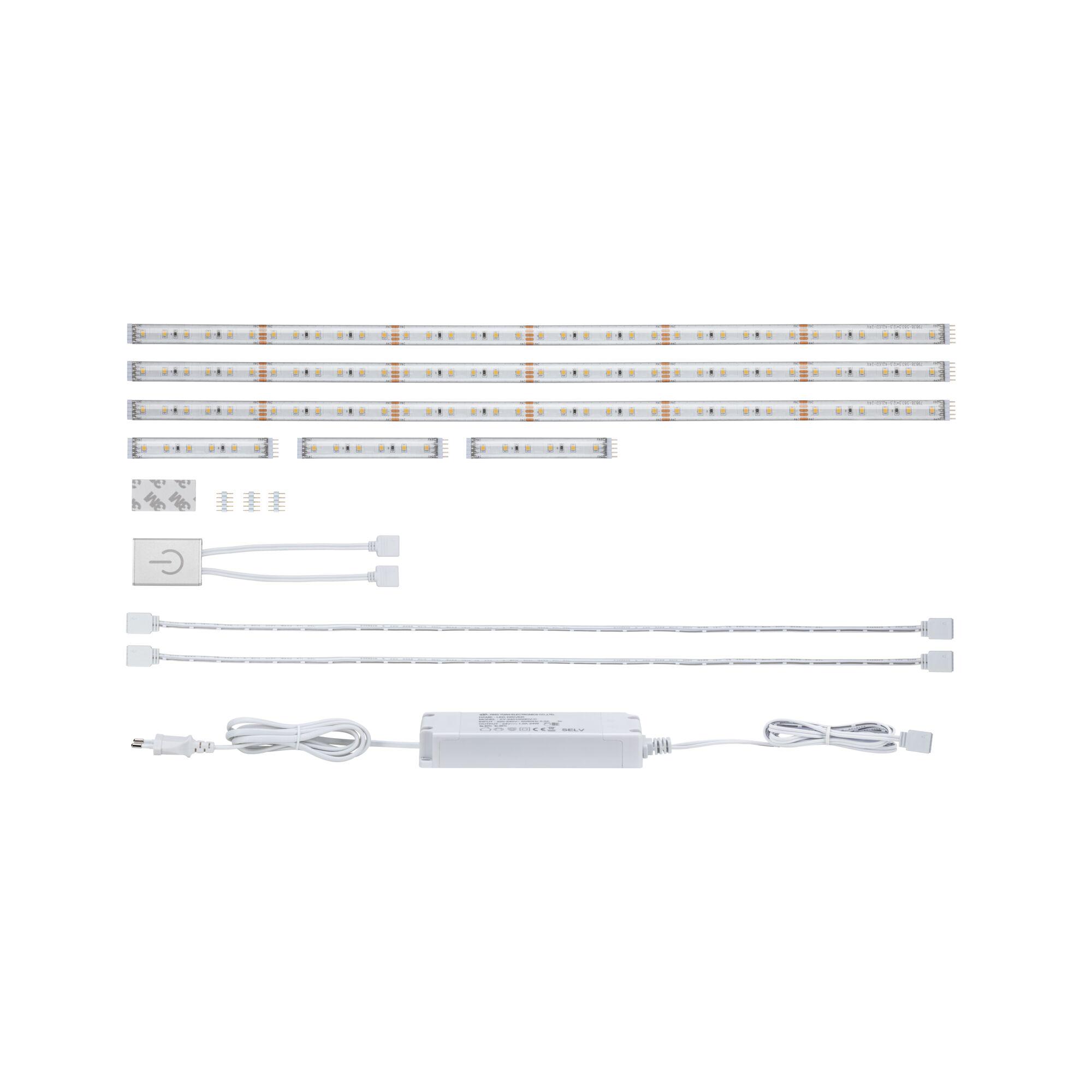 Set witte flexibele LED-lichtstrips met witte voeding voor binnenverlichting