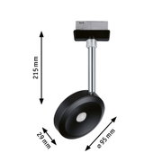 Plafonnier LED noir avec bras réglable en métal, dimensions 215x95x29 mm, éclairage moderne