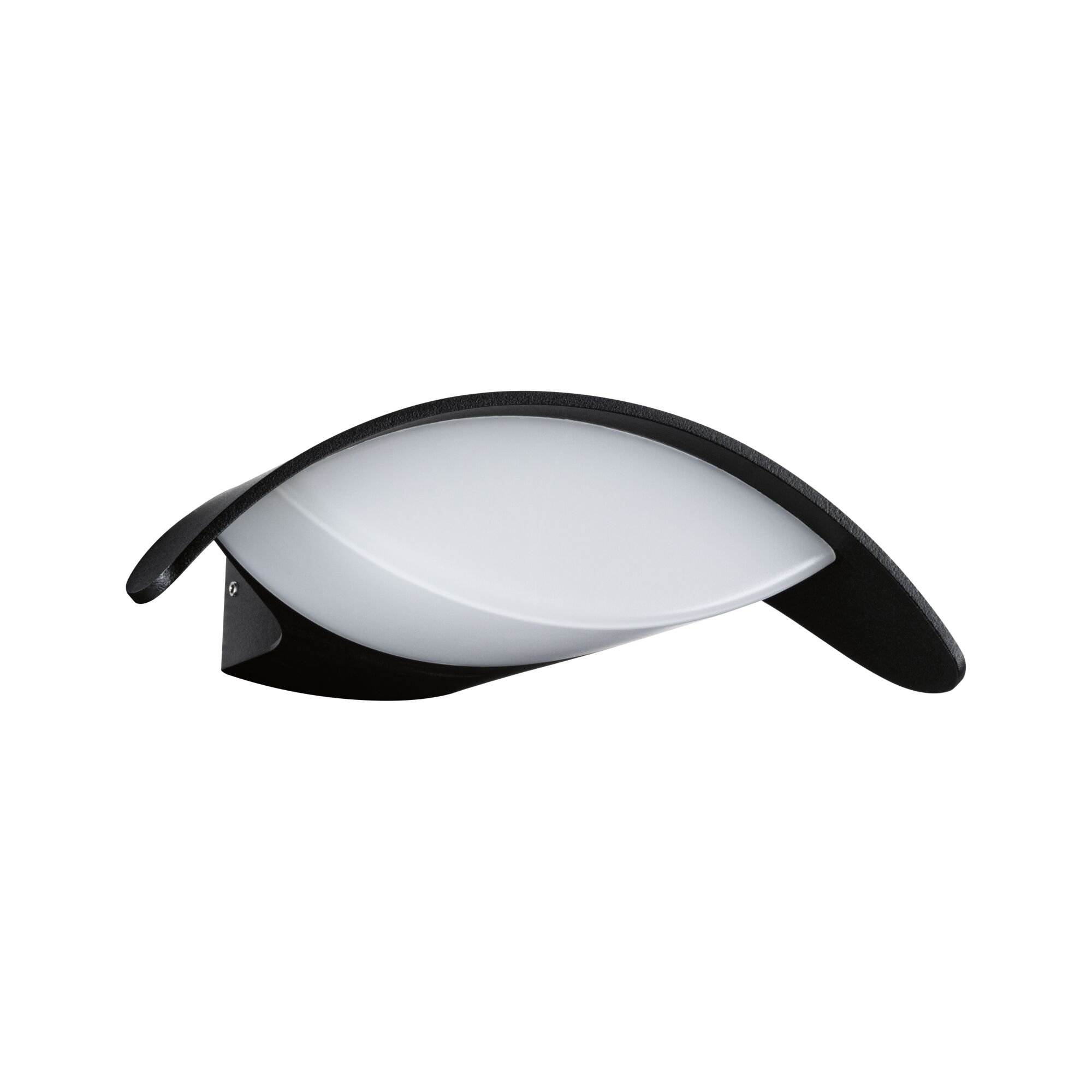 Black aluminum wall light with white diffuser, modern LED design for indoor lighting