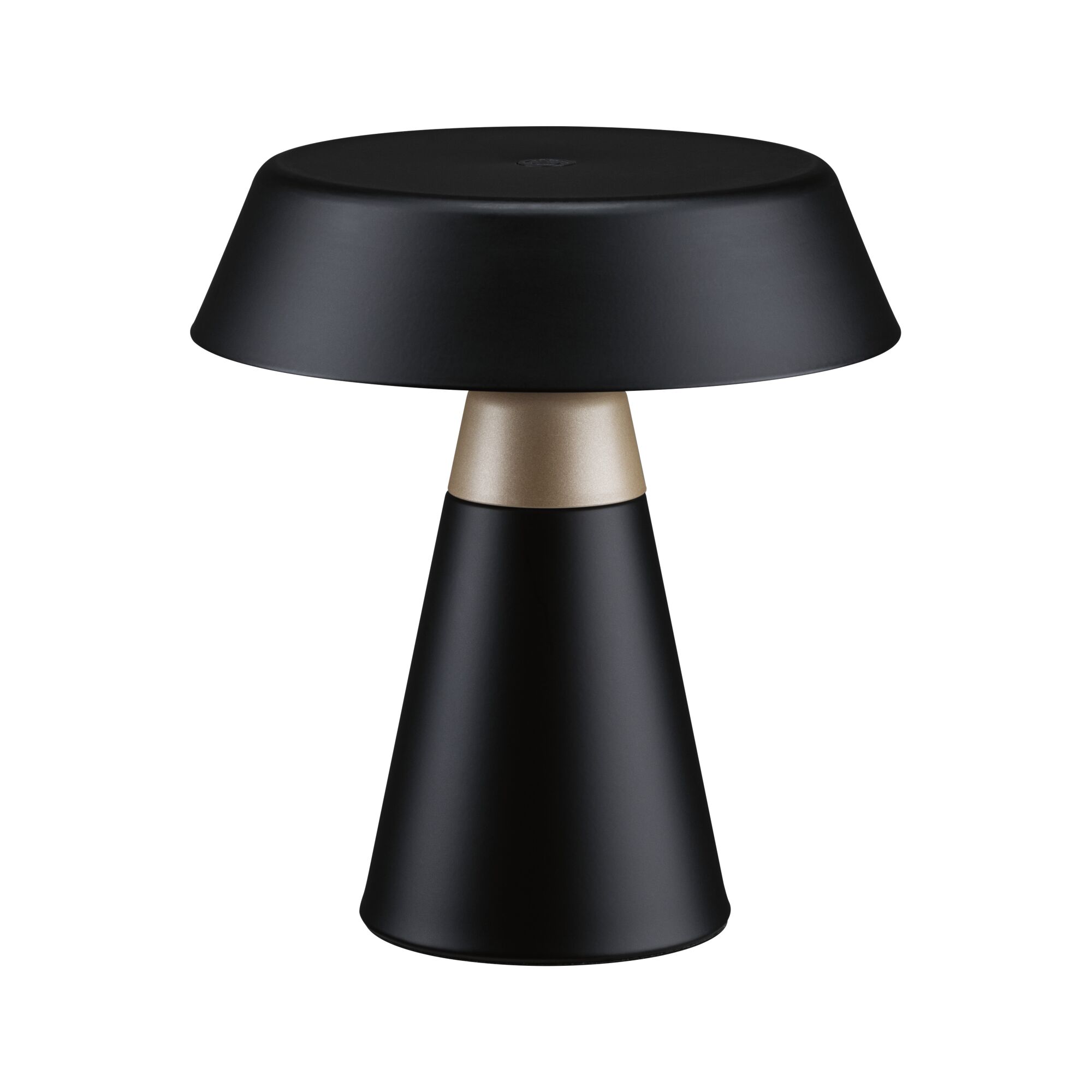 Moderne schwarze Metall-Tischlampe mit goldfarbenem Akzent, minimalistisches Design für Wohnräume