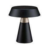 Moderne schwarze Metall-Tischlampe mit goldfarbenem Akzent, minimalistisches Design für Wohnräume