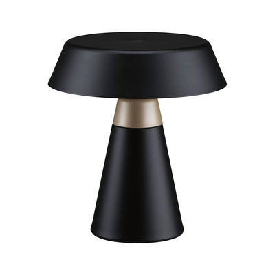 Moderne schwarze Metall-Tischlampe mit goldfarbenem Akzent, minimalistisches Design für Wohnräume