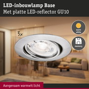 LED-inbouwlamp Base met platte LED-reflector GU10 in zilver voor warm wit licht