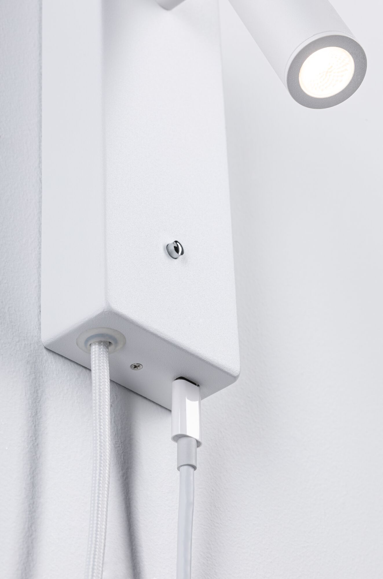 Applique murale LED blanche avec câble en tissu et design moderne pour éclairage intérieur économique