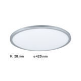 Plafonnier LED rond et plat avec cadre en aluminium argenté et diffuseur blanc, diamètre 420 mm