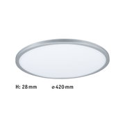 Round ceiling light with silver aluminium frame and white diffuser, energy-saving LED lamp