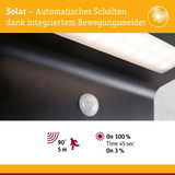 Schwarze Solarleuchte mit integriertem Bewegungsmelder und automatischem Schalten bei Bewegungserkennung