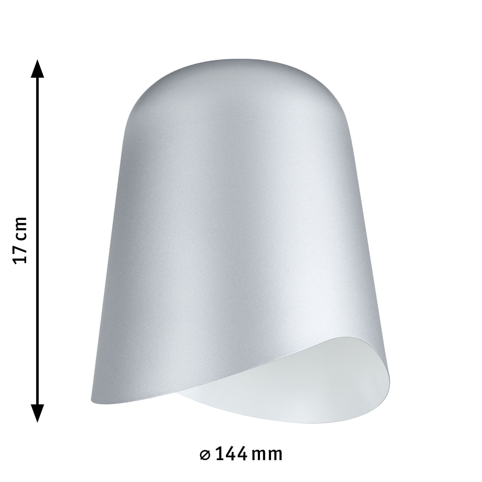 Modern silver metal lampshade 17 cm high and 144 mm diameter suitable for LED lighting fixtures
