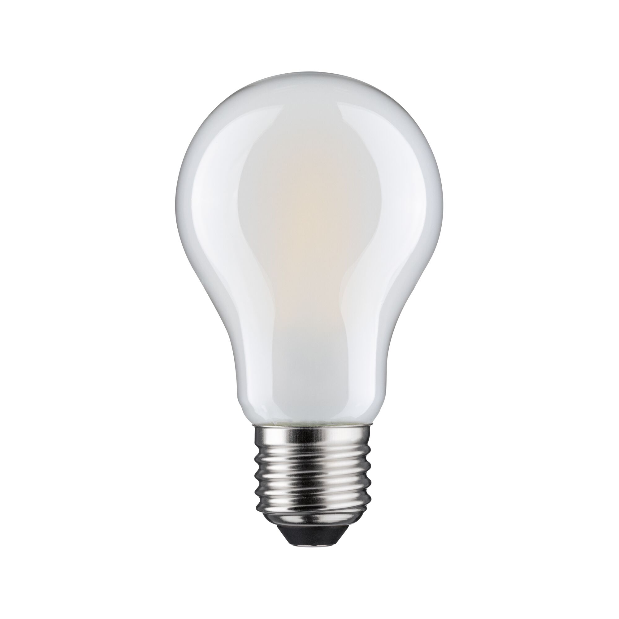Klassische matte Glühbirne mit E27-Fassung aus Glas in Weiß für energiesparende Beleuchtung