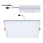 Rectangular white LED panel with matching LED driver and connection cable for indoor lighting