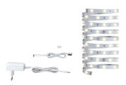 LED-Lichtband mit Netzteil und Verbindungskabel in Weiß, flexibles Beleuchtungsset für Innenräume