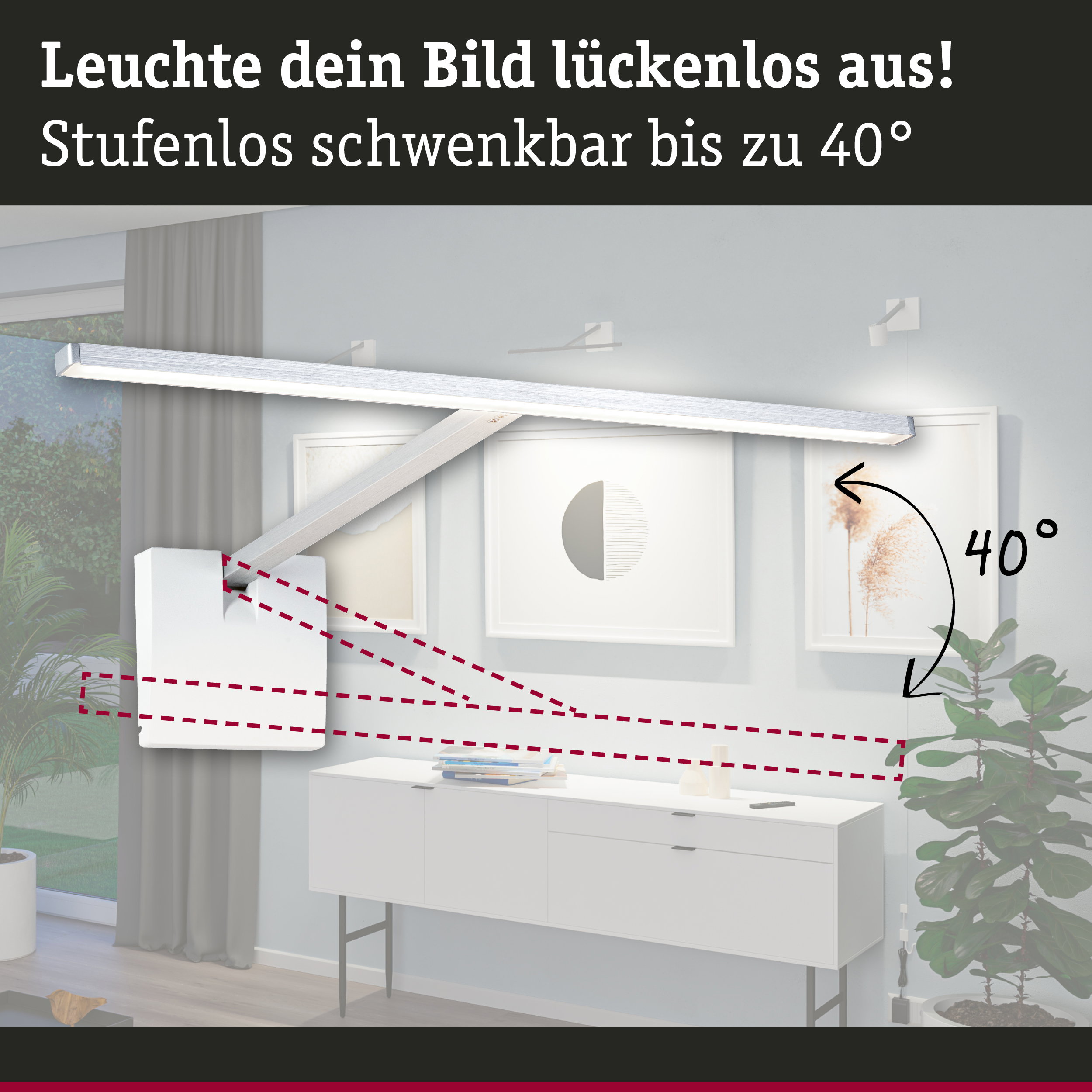 Moderner weißer LED-Wandleuchter aus Aluminium, schwenkbar bis 40 Grad für Wohnraumbeleuchtung