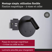 Plaque de montage magnétique noire en métal avec support mural flexible pour éclairage LED