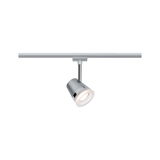 Moderner LED-Strahler in Silber mit weißem Licht für Schienensystembeleuchtung im Innenbereich