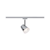 Modern silver LED spotlight with white light for indoor track lighting system