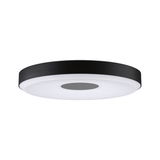 Runde Deckenleuchte mit schwarzem Metallrahmen und weißem Diffusor, moderne LED Innenbeleuchtung
