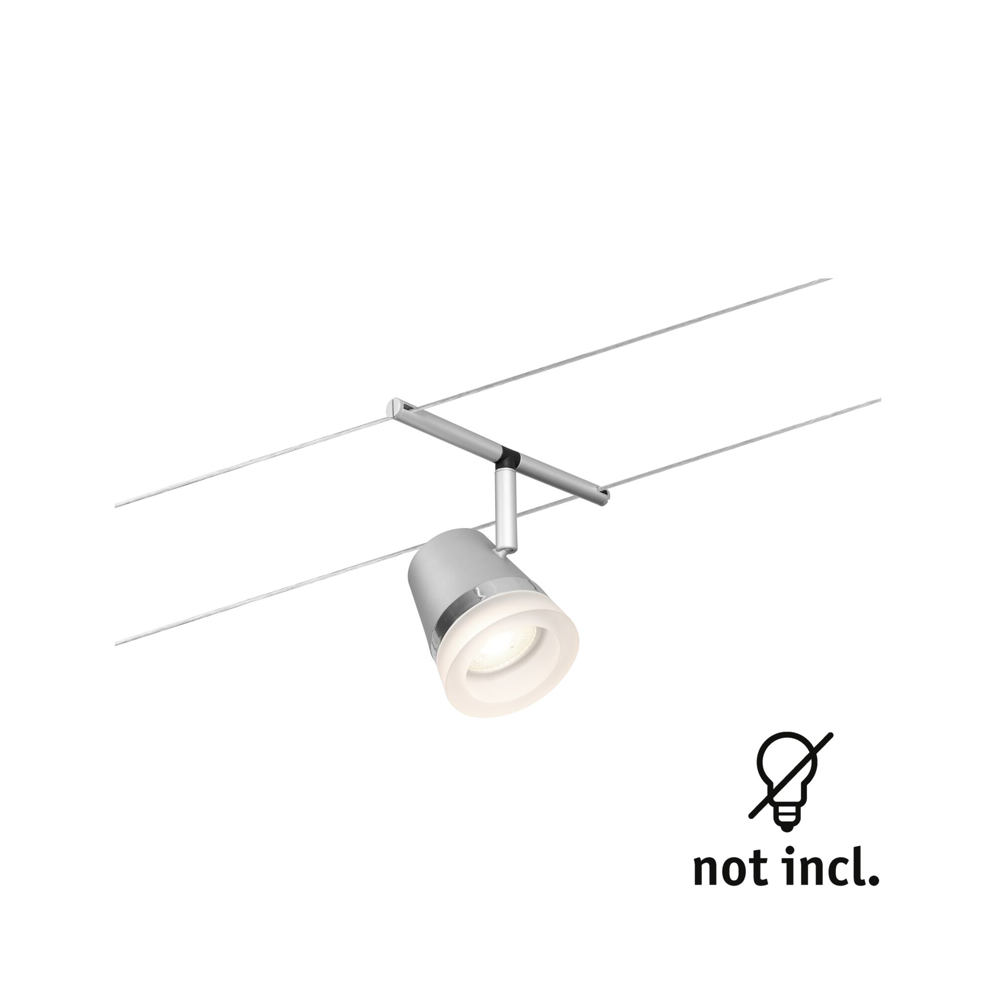 Moderner silberner LED-Seilstrahler aus Metall ohne Leuchtmittel für flexible Raumbeleuchtung