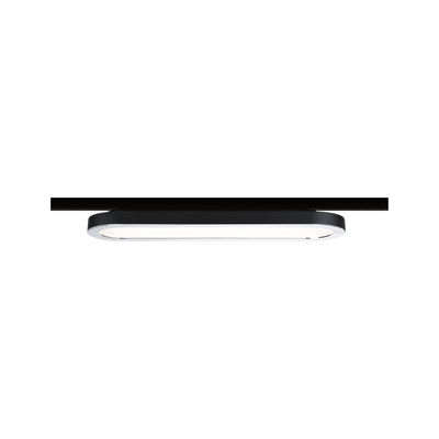 Schwarze LED-Deckenleuchte mit ovaler Form und weißem Diffusor für modernes Raumlicht